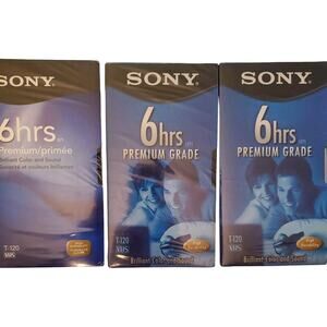 Lot of 3 SONY Blank VHS Video Tapes 6 hrs. Standard Grade T-120